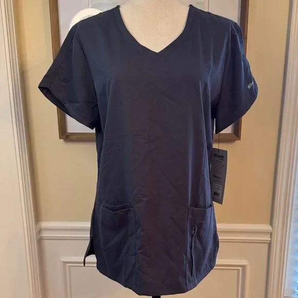 Grey's Anatomy Charcoal Short Sleeve Scrub Top - Picture 1 of 9